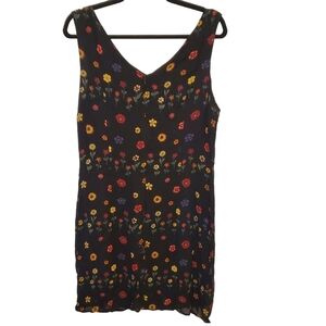 Harold's Size 14 Vivid Floral Sleeveless Black Mini Dress